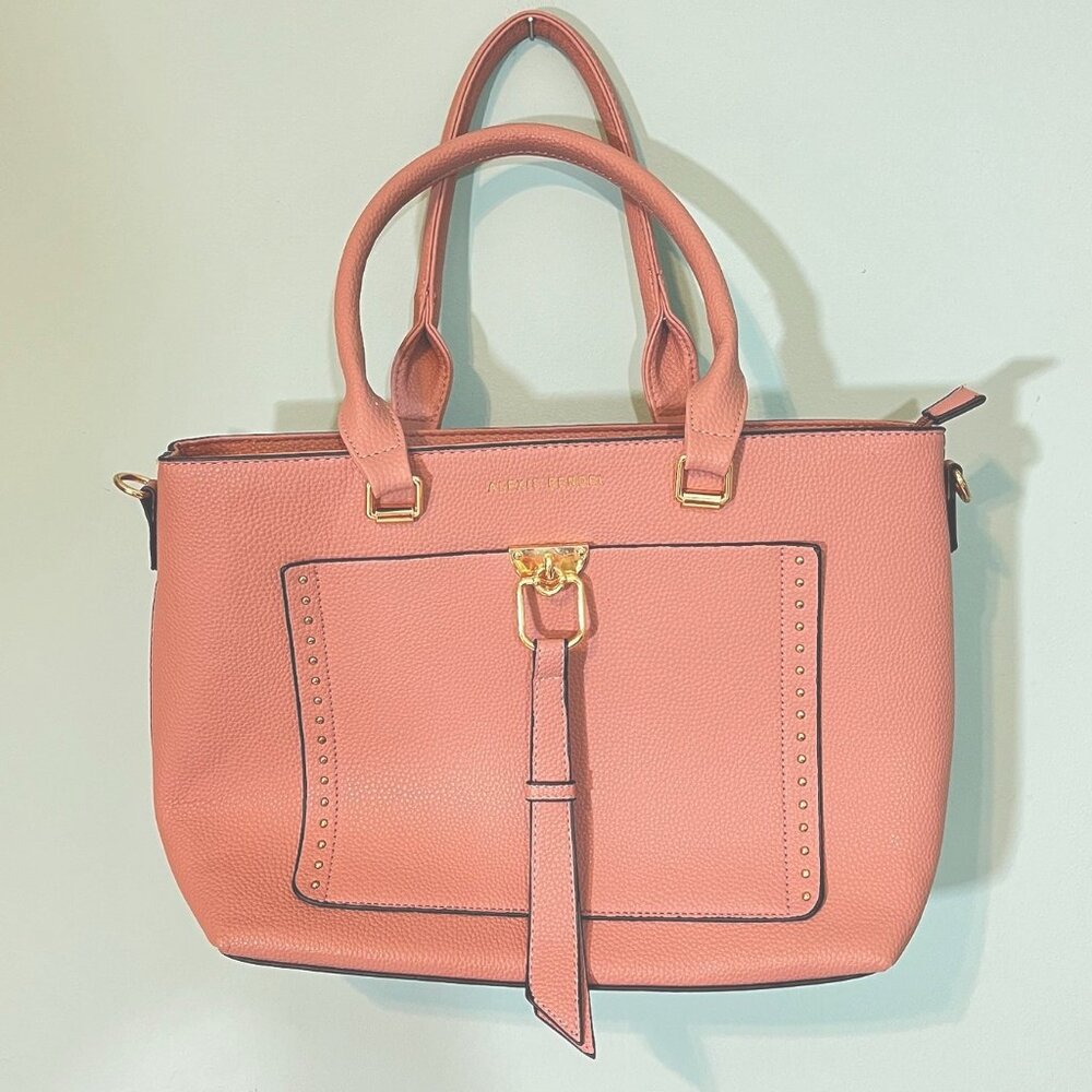 Nwot Alexis Bendel Mauve Vegan Leather Multi Style Handbag Tote Pockets